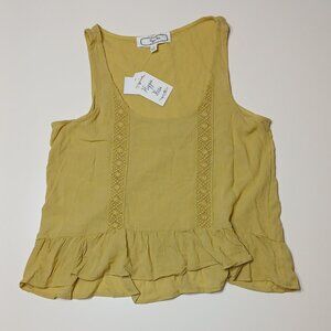 Women's Juniors' Hippie Rose Meadow Green with Embroidery Woven Top- Small/NWT